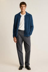 blue brushed wool blend